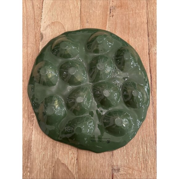 Department Dept 56 Green Egg Serving Platter Cabbage Leaf Majolica Easter - Picture 3 of 4